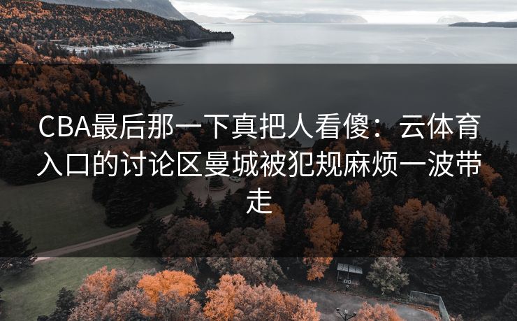 CBA最后那一下真把人看傻：云体育入口的讨论区曼城被犯规麻烦一波带走